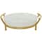 CosmoLiving by Cosmopolitan 19" White Glass Kitchen Serving Bowl with Gold Metal Stand